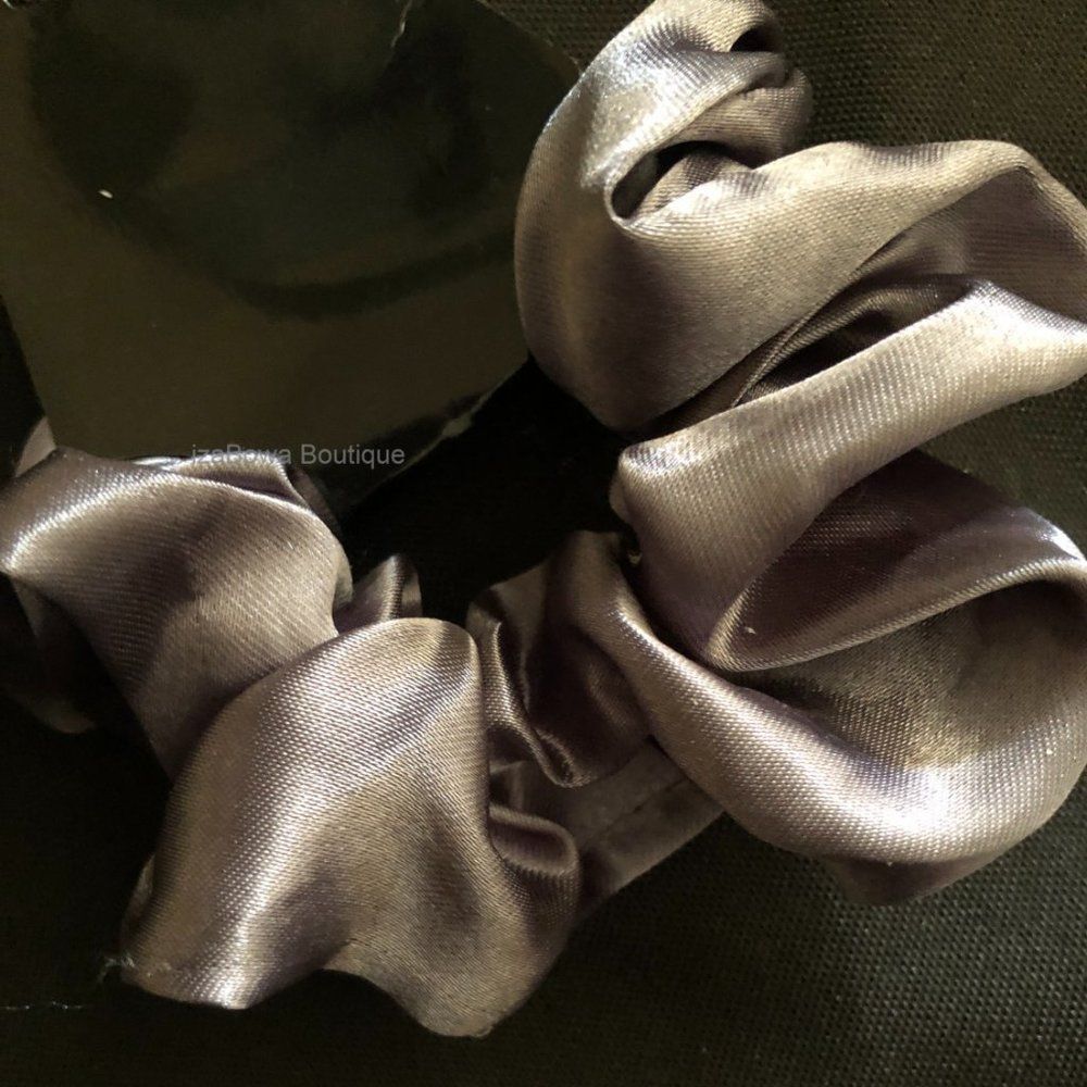 Dark Grey Satin Scrunchie  -women's-  SC2673  Handmade NWT Boutique